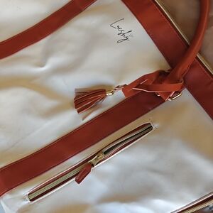 White and Tan Women's Travel Bag